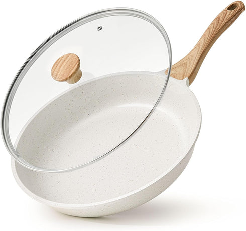 SENSARTE Nonstick Ceramic Frying Pan Skillet with Lid, 9.5 Inch Omelet Pan,