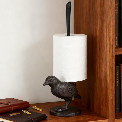 DreamsEden Vintage Bird Stand Paper Towel Holder - Small Cast Iron Birdy Paper Towel Stand Home Bedroom Bathroom Toilet