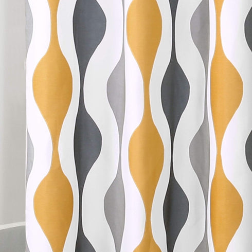 Lush Decor Mid Century Geo Shower Curtain, 72" x 72", Gold & Gray
