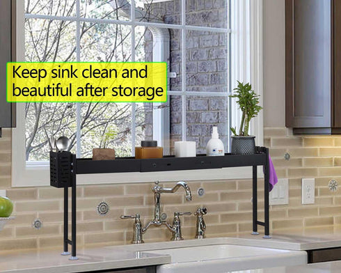 Horynar Over Stove Spice Shelf for Kitchen Spice Rack Organizer with Extra Black Basket and Hooks Great for Stove Top
