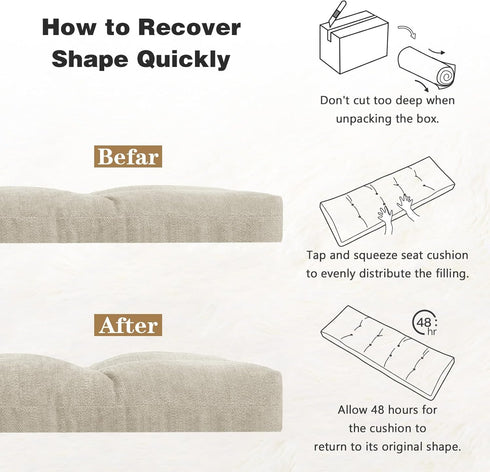 36 Inch 36x15x3Inch, baibu Memory Foam Bench Cushion, Dual-Layer Patent Design Non-Slip Indoor Bench Cushion with Ties
