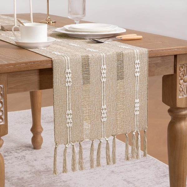 Socomi Farmhouse Table Runner 48 inches Macrame Woven Coffee Table Runner Cotton