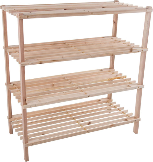 Shoe Storage Rack - 4-Tier Wood Shoe Organizer for Closet, Bathroom, Entryway