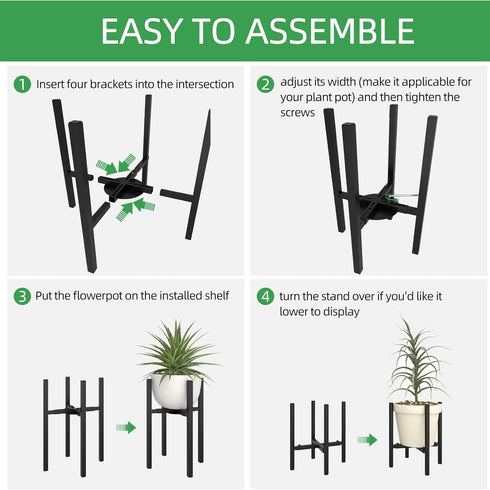 9 15 Inch 160 LB Adjustable Metal Plant Stand Indoor, Mid Century Modern Outdoor Planter Holder for to Pots, Heavy Duty