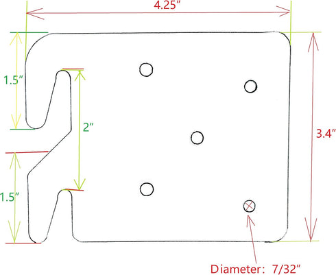 Wood Bed Rail Hook Plates, Pack of 4, for Wooden Bed, Headboard, Footboard Frame, 5 Hole Design Replacement