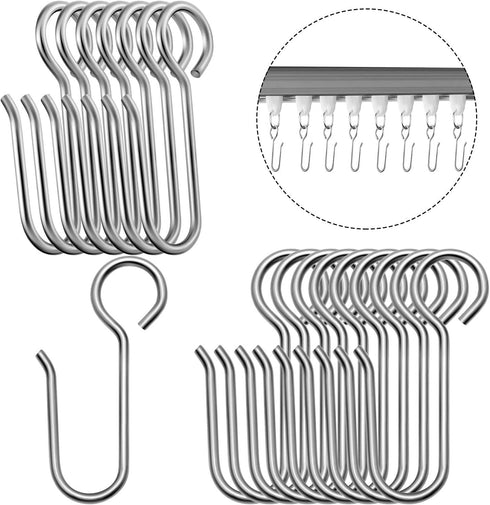 Jetec 60 Pcs Metal Curtain Track Hooks, S Shaped Small Drape Wire Hooks for Ceiling Drape Track (Silver)