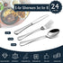 E-far Forks Spoons and Knives Set for 8, 24 Pieces Stainless Steel Silverware Set, Food Grade Flatware Cutlery Set for Home Kitchen Restaurant, Mirror Finish, Dishwasher Safe by E-far