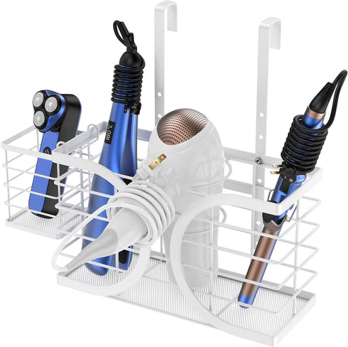 Hair Dryer Holder 3in1 Organizer, Wall Mounted, Height-adjustable Curling Iron Holder for Bathroom Cabinet