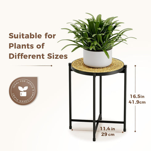 Bamworld Indoor Plant Stand Tall Plant Table Corner Plant Stool Boho Small Plant Holder Single Flower Stand for Large