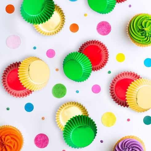 Whaline 300Pcs Foil Metallic Cupcake Liner Baking Cups, Standard Size Treat Cups for Christmas, Weddings, Birthdays,