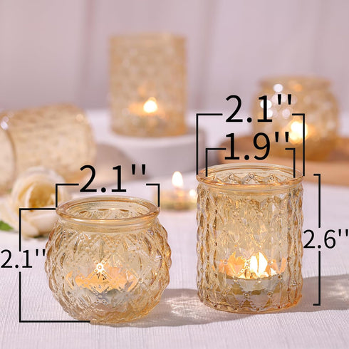 36 NITIME Pcs Assorted Gold Votive Candle Holders, Tea Light Candle Holder Glass for Wedding Table Decor, Gold Candle