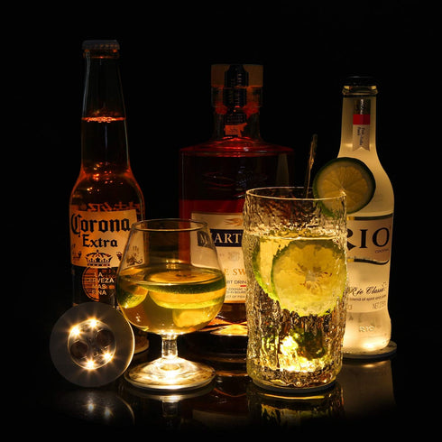 Kicsto Led Coasters,Led Stickers,Led Bottle Lights,Bottle Glorifies Coaster,Lit up Wine Liquor Bottles,Led Bar Service