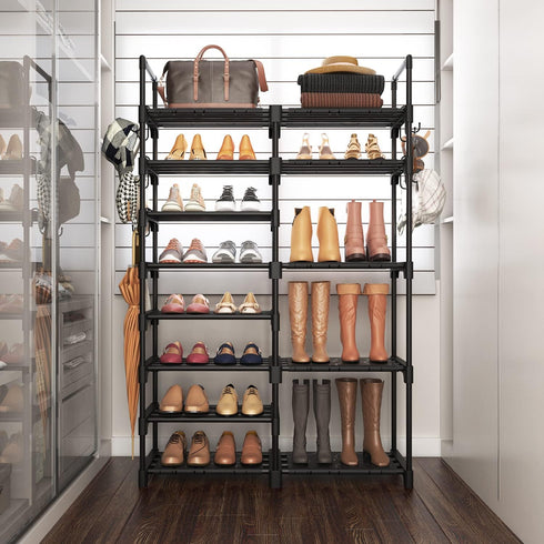 8-Tier Closet 26-32 15 ROJASOP Shoe Rack Organizer, Metal Shoe Rack for Entryway Garage, Pairs Tall Shoe Boot Storage
