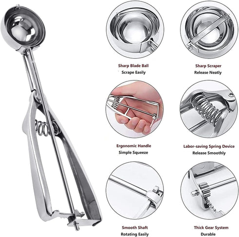 OTEHETOT 3Pcs Set, Set 3, Ice Cream Scoop, Cookie Scoop Stainless Steel Cookie Scoops for Baking of Cookie Scooper