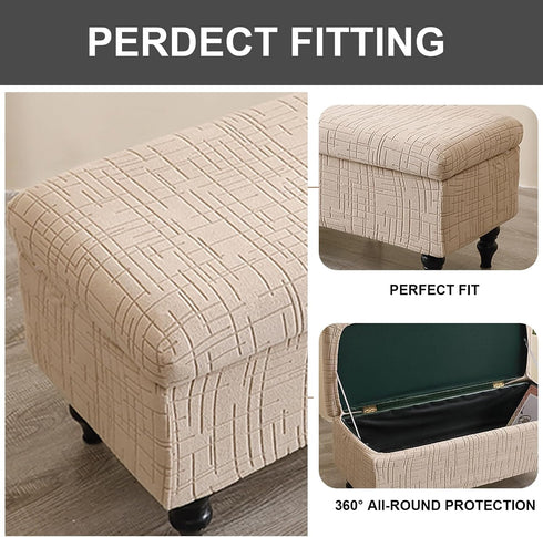 48) Eco-Ancheng Storage Ottoman Cover Rectangle Ottoman Slipcover Folding Storage Bench Cover Footrest Stool Slipcover