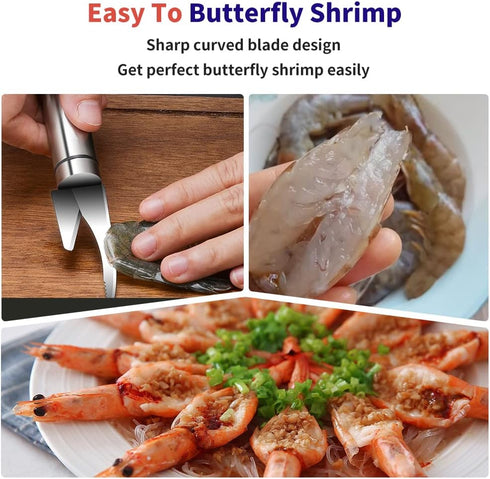 3PC Shrimp Deveiner Tool Stainless Steel Shrimp Deveining Tool Efficient Shrimp Peeler and Deveiner Tool Portable