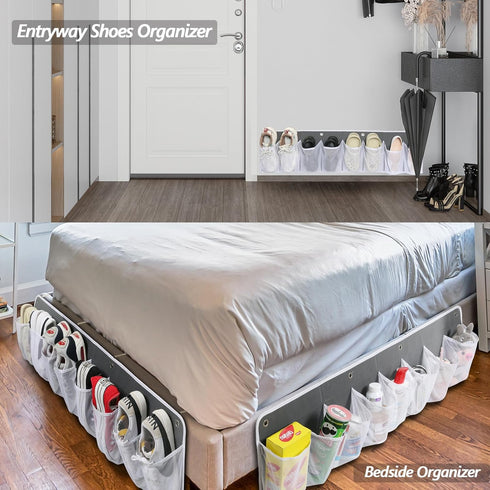 RV Shoe Storage for Bedside - 16 Extra Large Pocket Wall Mounted Entryway Shoes Rack, 2 Pack