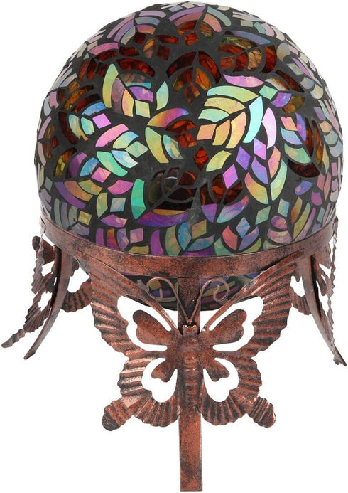 10 12 inch 5.5" Lily's Home Metal Gazing Ball Stand for or Metal and Glass Garden Gazing Globes. Tall (Butterfly)