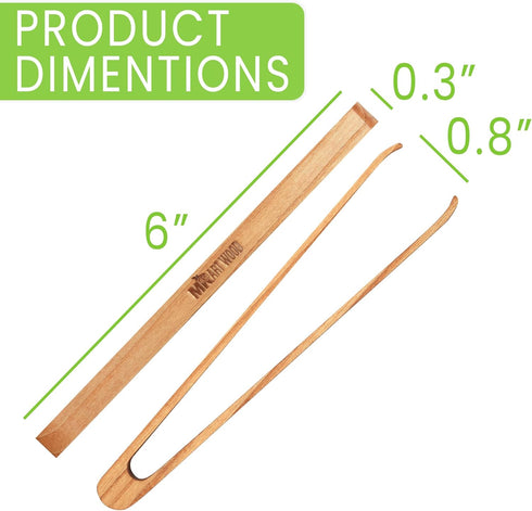 4 Pcs Wooden Toaster Tongs | 6-Inch Premium Maple Kitchen Utensils for Toast, Fruits, Bread, BBQ