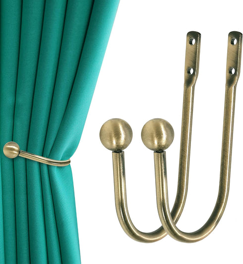 Curtain Holdback Set of 2 Pcs, Heavy Duty Metal Wall Mounted Drapery Tiebacks with Screws, Decorative Window Curtain