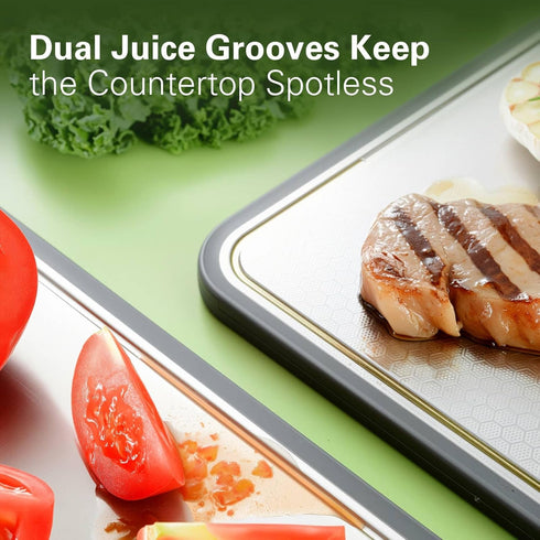 16''11'', 304 Stainless Steel Cutting Board Double Sided Steel Cutting Board for Meat, Vegetables & Fruits, Heavy Duty