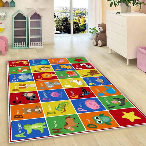 SXYLPP ABC Alphabet Animal Rug, Educational Letter Learning Game Playmat for Kids, Crawl