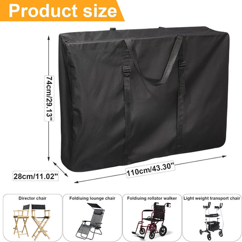 Uranshin 600D Large Outside Folding Chair Storage Bag with Zipper Handles and adjustable straps, Folding Chair Carry