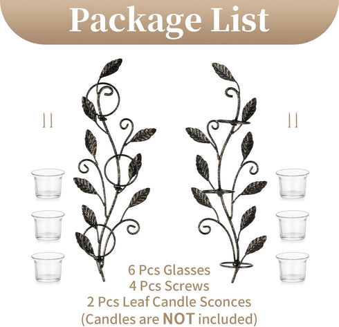 Set 2 Sziqiqi Wall Sconces Candle Holder - Wall Candle Holder Black Tea Light Candle Sconce Vintage Wall Sconce