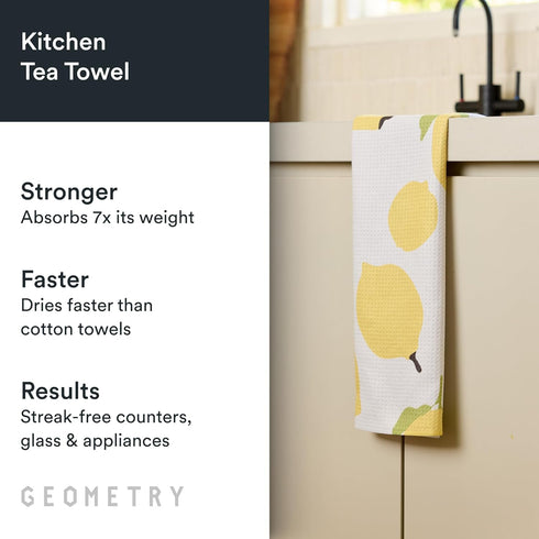 18" 30" 1 Pack GEOMETRY Kitchen Tea Towels - Quick Dry Microfiber Dish Towels for Kitchen Sunny Lemons, x