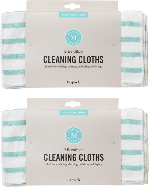 Martha Stewart Microfiber Cleaning Cloths, Ultra-Absorbent, Lint-Free Cleaning Towels for Home &