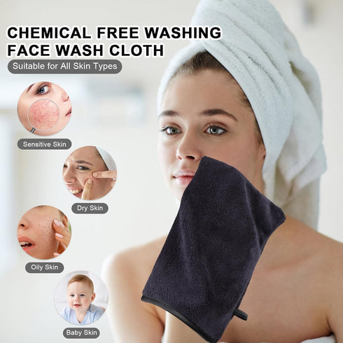 PHOGARY 8 Pack 69 Inch Microfiber Body Wash Bath Mitts for Women Men, Soft Lightweight Face Bath Mitten, Reusable
