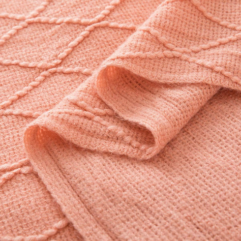 Homiest Cozy (50" 60", Decorative Knitted Throw Blanket with Fringe Soft & Tassel Blanket for Couch Sofa Bed x Coral)