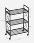 SONGMICS 3-Tier Metal Storage Rack with Wheels, Mesh Shelving Unit for Entryway, Kitchen, Living Room