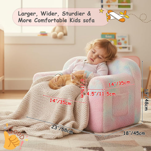 Tiita Kids Sofa, Childrens Couch with Carry Handle, Portable Toddler Foam Sofa Couch, Lightweight Kids Chair