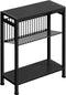 End Table for Small Space, 3-Tier Narrow Side Table with Magazine Holder,