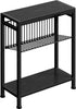 End Table for Small Space, 3-Tier Narrow Side Table with Magazine Holder,