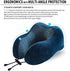 Travel Pillow - Best Memory Foam Neck Support for Sleeping, Airplane, Car & Home Use (Dark Blue)