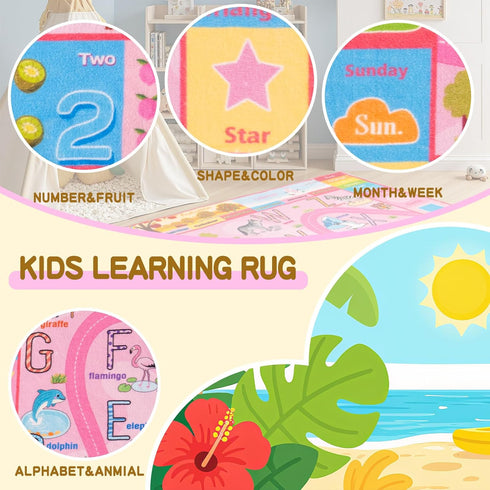 4x5, Ultra-Soft Kids Rug Washable Non-Slip Toddler Play Mat, Educational Learning Carpet for Nursery Bedroom Classroom