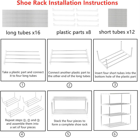Closet (4-Tier, Jucaifu Stackable Small Shoe Rack, Entryway, Hallway and Space Saving Storage and Organization White)