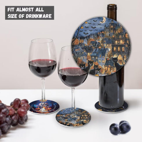 FOR U DESIGNS Set 6 Halloween Drink Coasters - of Water Absorbing Outdoor Table Coasters