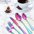 Set of 16 Rainbow Soup Spoons, Top Food Grade Stainless Steel Silverware, 6.69 Inches, Dishwasher Safe