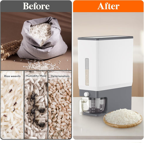 25 Lbs(11.3kg), 1 Pack Lifewit Rice Dispenser Rice Storage Container Sealed Moisture Proof with Measuring Cup