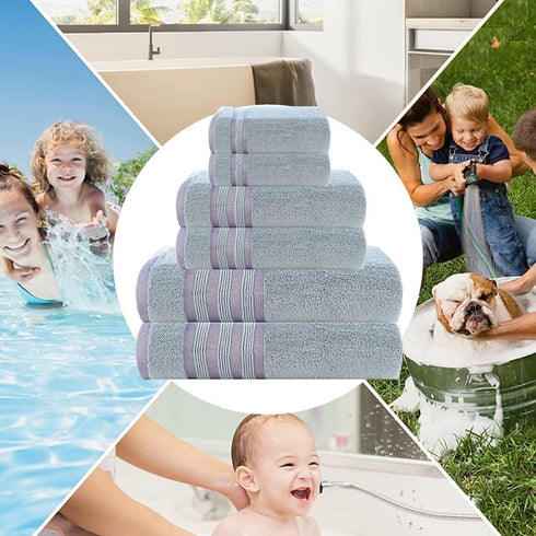 6Pcs 100% Set- 600 2Bath 2Hand 2Washcloths, Set CASA COPENHAGEN Zero Twist Egyptian Cotton Large Designer Towels Gift