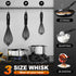Walfos Silicone Whisk Set of 3, Stainless Steel Wire Kitchen Whisks for Non-Stick Cookware