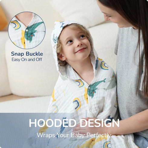 Towels,100% 43x43 Inch Toddler Hooded Bath Cotton Muslin Baby Towels for Boys Girls,Ultra Soft & Absorbent Quick Dry