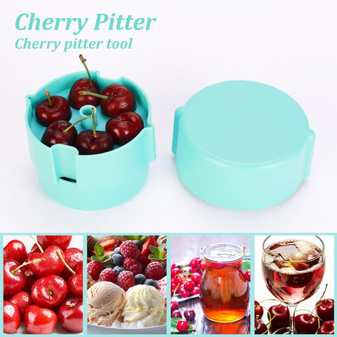 Cherry Pitter - Portable Corer Tool for Pitting up to 6 Cherries at Once, Dishwasher Safe ABS Construction, Blue