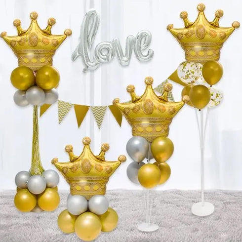 NpeyBeicuelq 4Pcs Gold Crown Foil Balloons, Wedding Bridal Shower Engagement Party Supplies