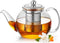 Long-Mouth Glass Teapot, 34oz/1000ml with Removable Loose Tea Infuser, Microwave & Dishwasher Safe