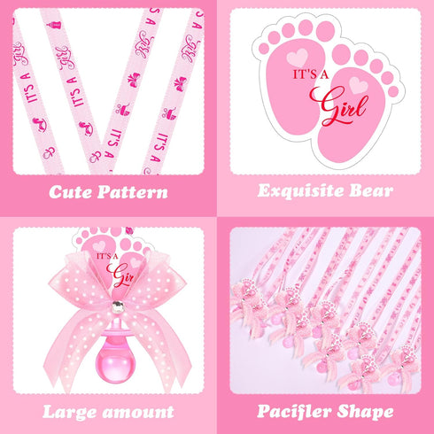 36 XunYee Pcs Baby Shower Necklace Gender Reveal Cute Feet Acrylic Pacifiers Necklaces for Baby Shower Funny Pacifiers