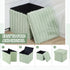 15x15x13 Inch, 265lbs Wenqik Green Storage Ottoman Cube, Fluffy and Furry Green Square Foot Rest Stool, Foldable